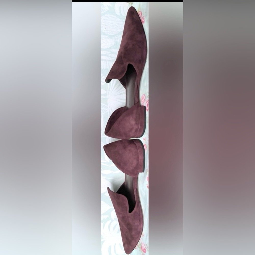 Vince Damris d'Orsay Suede Leather Flats Short Heels Pointed Toe Burgundy Size 5 - Picture 9 of 11